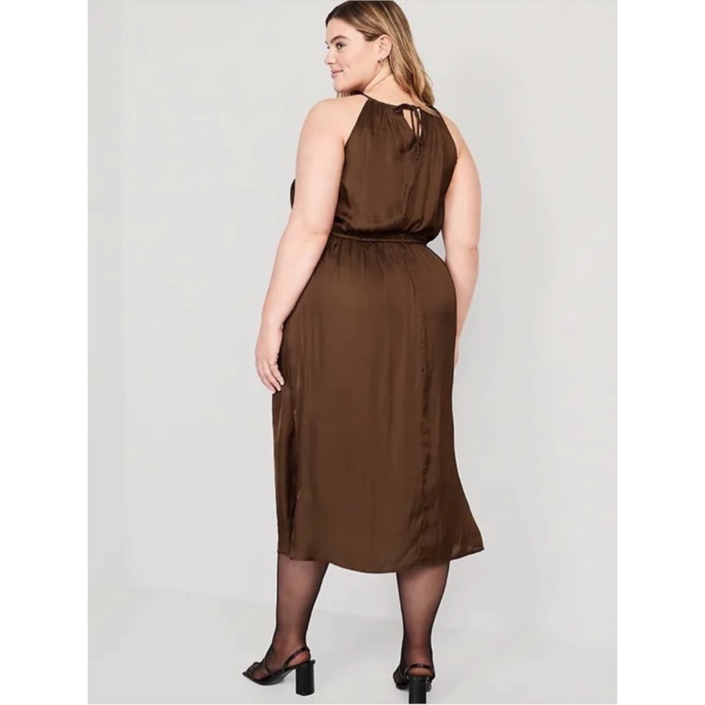 NWT Old Navy Waist-Defined Halter Satin Maxi Dress - Picture 8 of 8